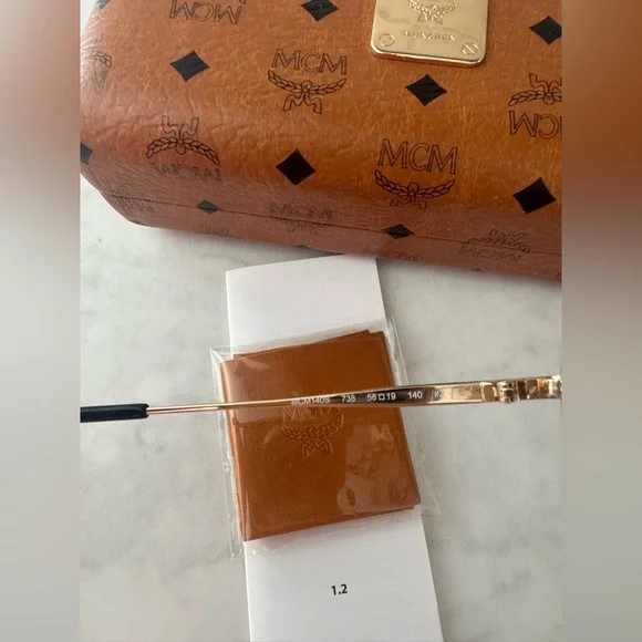 MCM Square-Frame Visetos-Print Sunglasses With Brown Case/Cleaning Cloth